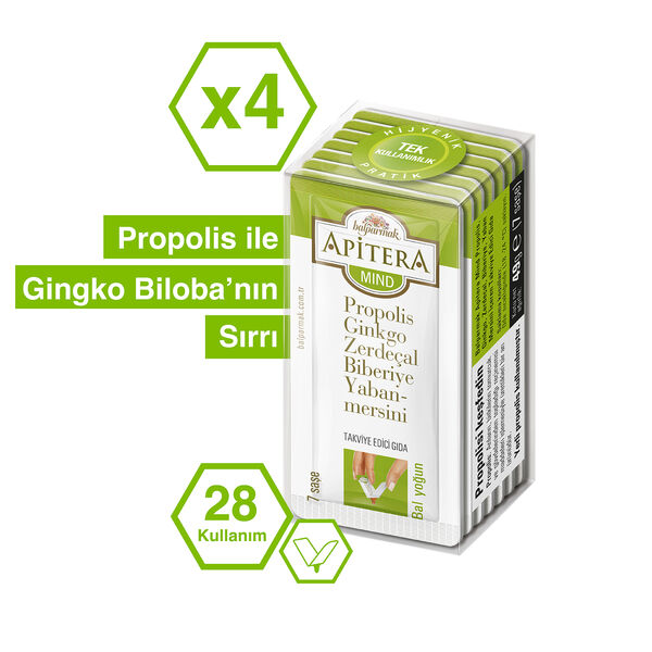 Apitera Mind 7g X 28 Pieces (Propolis, Honey, Ginkgo Biloba, Turmeric, Rosemary)