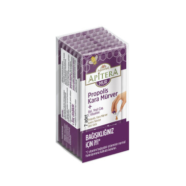 Apitera MUR Doğal Bal, C Vitamini, Kara Mürver, Yeşil Çay ve Propolis İçeren Takviye Edici 7’li Saşe - Apitera (1)
