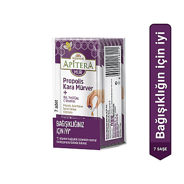 Apitera MUR Doğal Bal, C Vitamini, Kara Mürver, Yeşil Çay ve Propolis İçeren Takviye Edici 7’li Saşe - Apitera