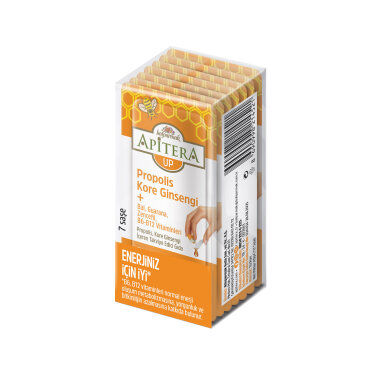 Apitera UP Doğal Bal, B Vitaminleri, Kırmızı Ginseng, Guarana ve Propolis İçeren Takviye Edici 7’li Saşe 