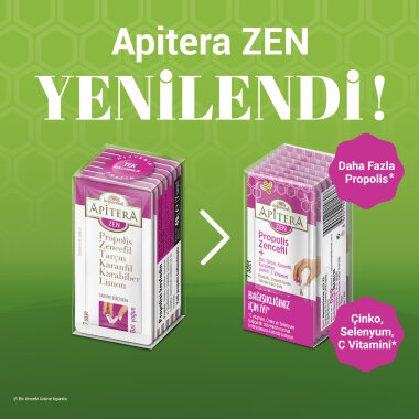 Apitera ZEN Doğal Bal, C Vitamini, Çinko, Selenyum, Zencefil, Tarçın, Karanfil, Karabiber, Limon ve Propolis İçeren Takviye Edici 7’li Saşe - Apitera (1)