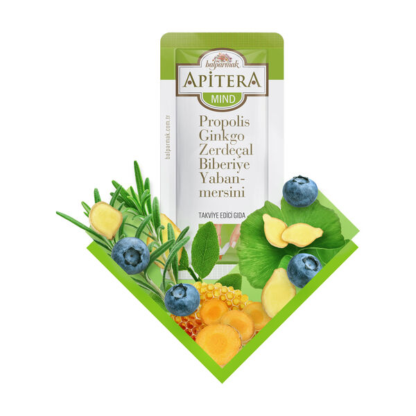 Apitera Mind 7 g x 7 Adet (Ginkgo Biloba, Propolis, Zerdeçal, Biberiye, Yaban Mersini, Bal)
