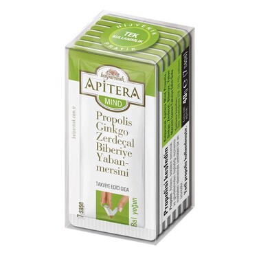 Apitera Mind 7 g x 7 Adet (Ginkgo Biloba, Propolis, Zerdeçal, Biberiye, Yaban Mersini, Bal) - Thumbnail