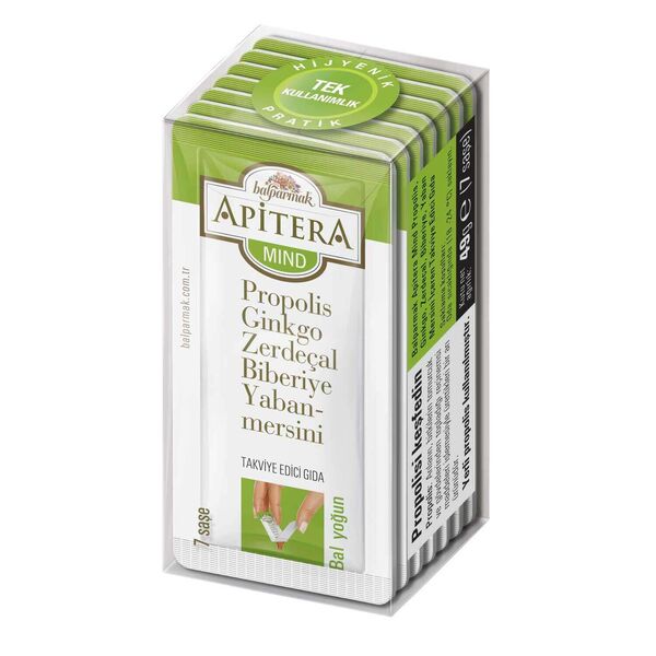 Apitera Mind 7 g x 7 Adet (Ginkgo Biloba, Propolis, Zerdeçal, Biberiye, Yaban Mersini, Bal)