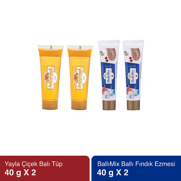 Balparmak 4'lü Okul Kahvaltı Paketi (Yayla Balı 40 g x 2 Adet ve Ballımix Fındıklı 40 g x 2 Adet)