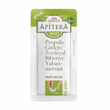 Apitera Plus Mind 7 g x 7 Adet (Ginkgo Biloba, Propolis, Zerdeçal, Biberiye, Yaban Mersini, DHA, Bal) - Thumbnail