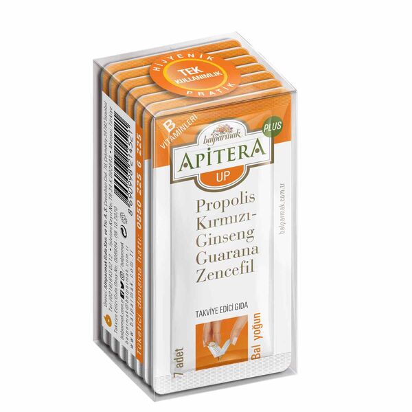 Apitera Plus Up 7 g x 7 Adet (Kırmızı Ginseng, Propolis, Guarana, Zencefil, B Vitaminleri (B6, B12, B5, B2, B3), Bal)