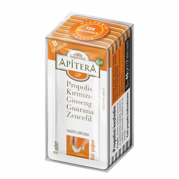 Apitera Plus Up 7 g x 7 Adet (Kırmızı Ginseng, Propolis, Guarana, Zencefil, B Vitaminleri (B6, B12, B5, B2, B3), Bal)