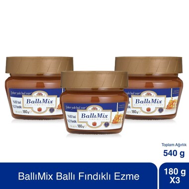 BallıMix Ballı Fındık Ezmesi 180 g x 3 Adet - Thumbnail