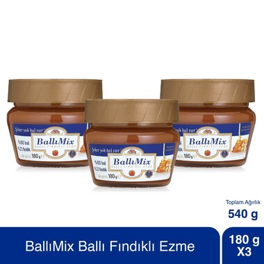 BallıMix Ballı Fındık Ezmesi 180 g x 3 Adet - 1