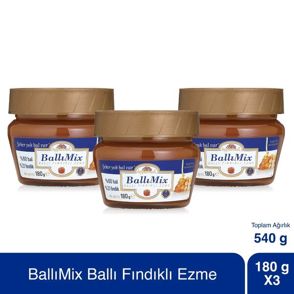 BallıMix Ballı Fındık Ezmesi 180 g x 3 Adet
