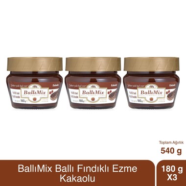 Balparmak BallıMix Kakaolu Ballı Fındık Ezmesi 180 g x 3 Adet - 1